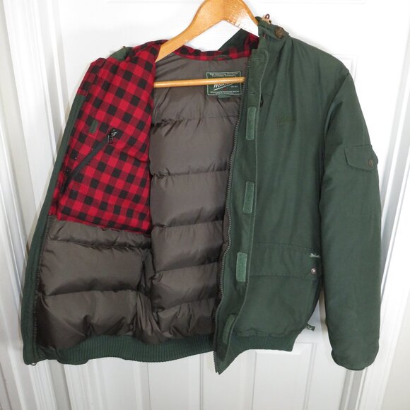 Woolrich Men's Down Parka Full Zip Flannel Lined Hood Full Zip Elm Green Sz Med - Picture 4 of 10